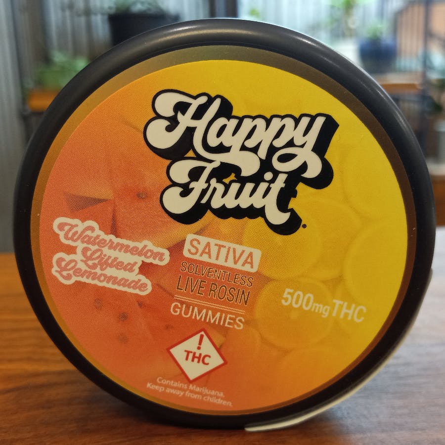 Photograph of product: Happy Fruit 500mg Gummies - Watermelon Lifted Lemonade (Oui'd)