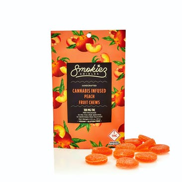 Photograph of product: Smokiez Edibles | Sour Peach Oui'd | 100mg