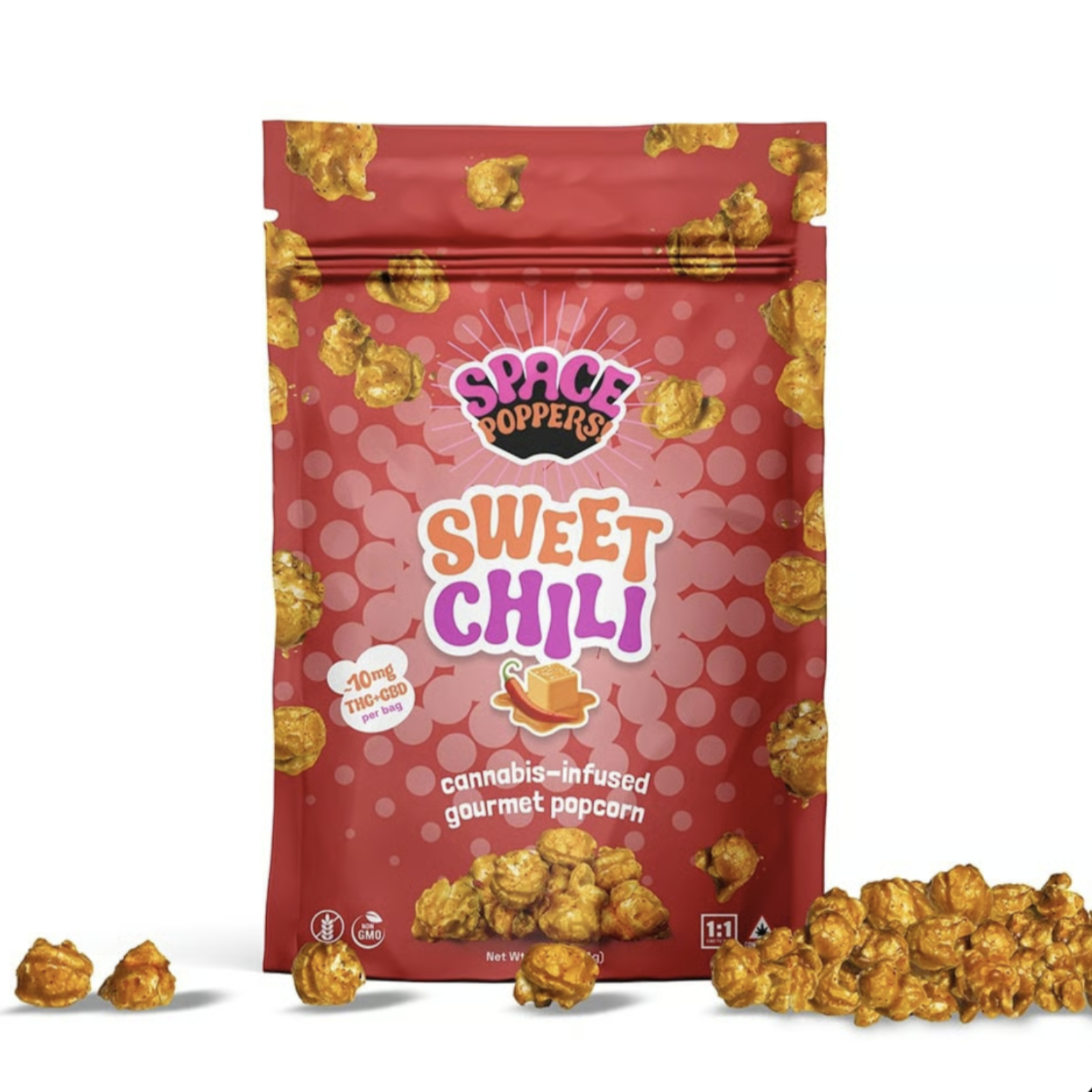 Photograph of product: 10mg Popcorn | 1:1 Sweet Chili | Space Poppers