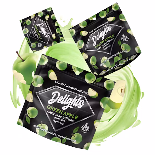 Photograph of product: Delights | Gummy 100MG | I | Green Apple