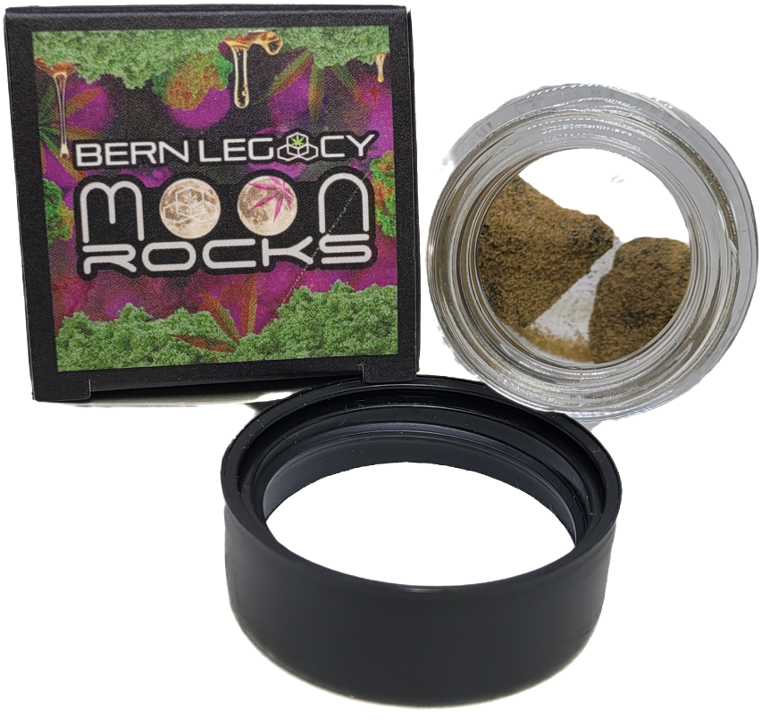 Photograph of product: Gorilla Glue Flower + Yellow Cab Resin + Dope Dog Kief Moon Rock | Bern Legacy