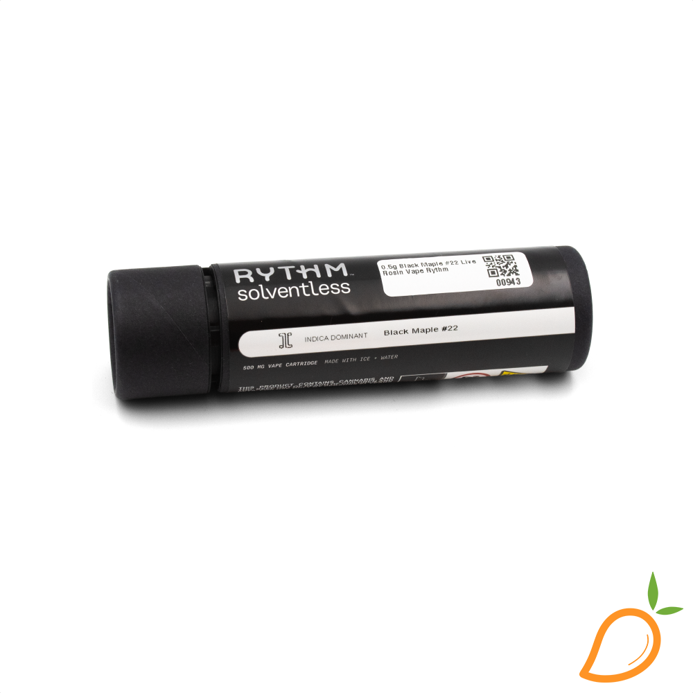 Photograph of product: 0.5g Black Maple #22 Live Rosin Vape Rythm