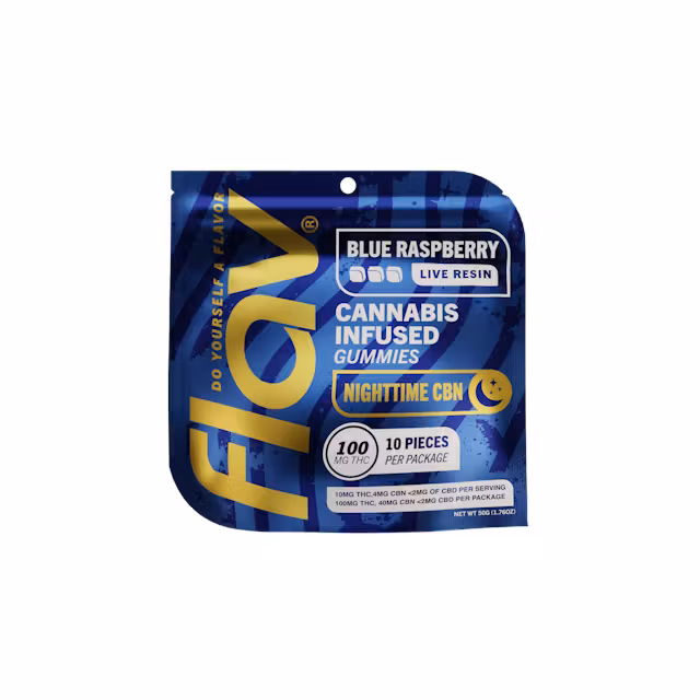 Photograph of product: Flav | Blue Raspberry Nighttime CBN Gummies 10pk, 100mg