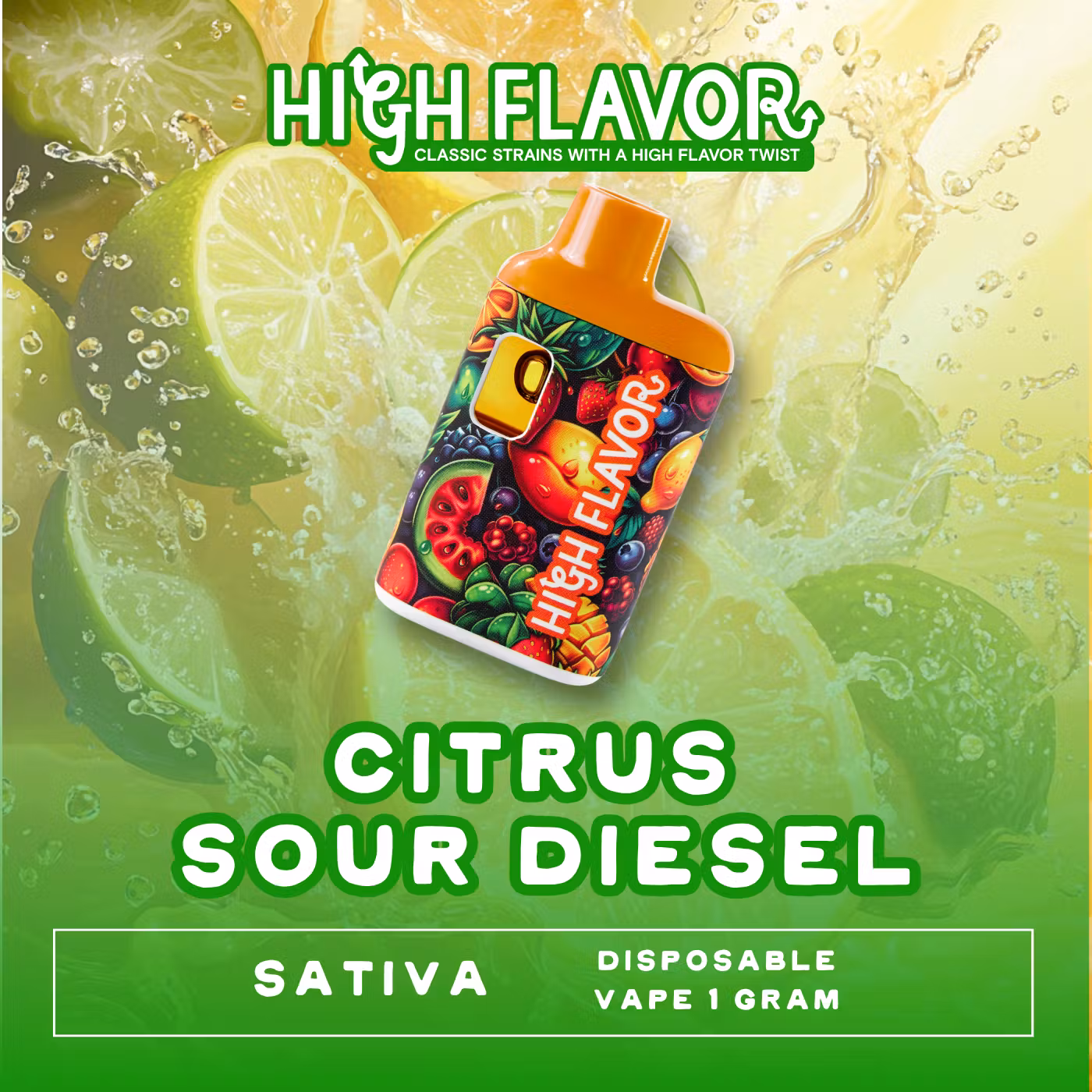 Photograph of product: 1g Citrus Sour Diesel Disposable Vape | TAX INCLUDED