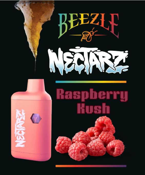 Photograph of Product: Beezle Nectarz Raspberry Kush Disposable 1g