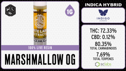 Photograph of product: White Label Extracts | Live Resin Cartridges Marshmallow OG