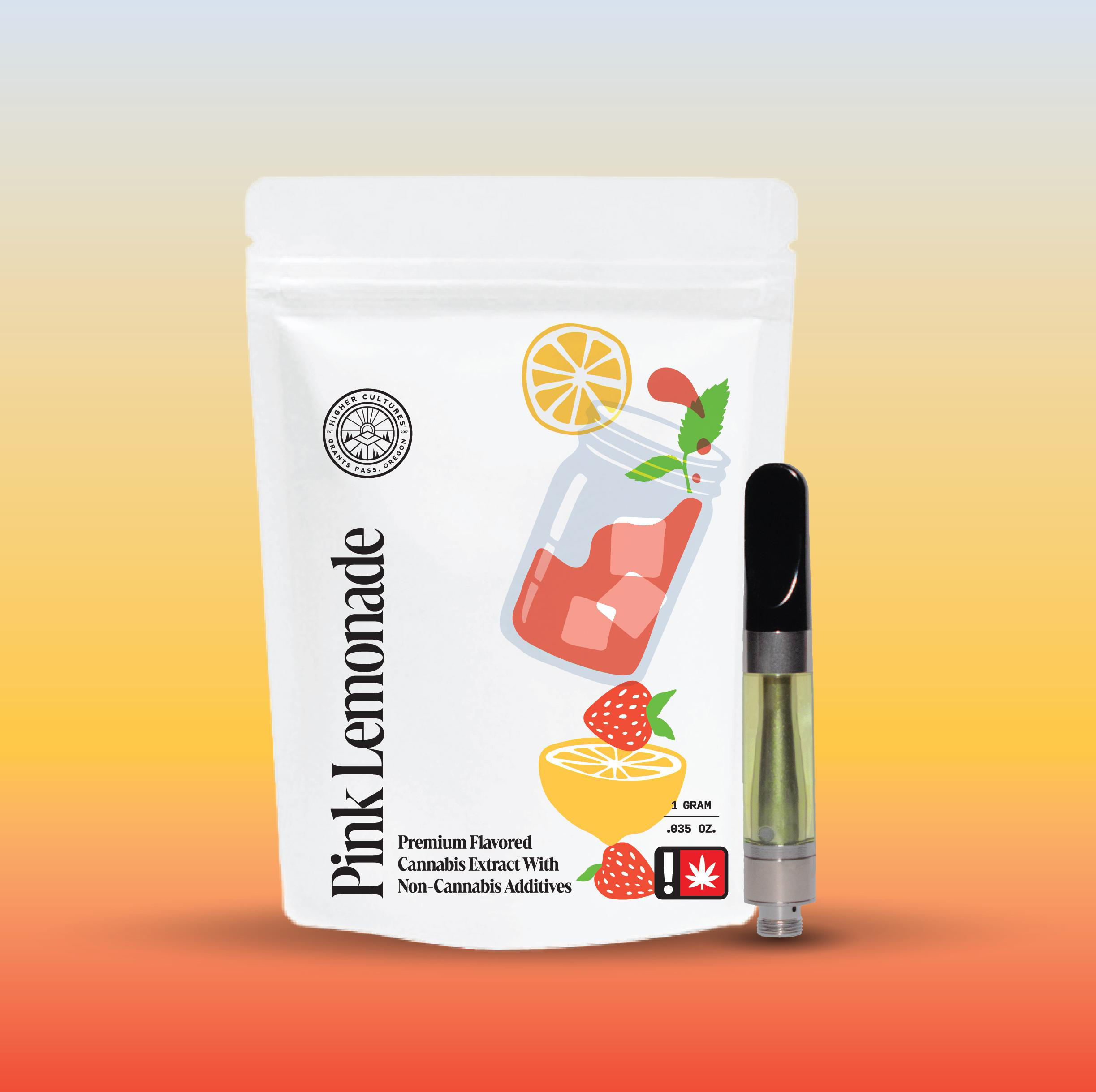 Photograph of product: Cartridge ~ Higher Cultures ~ Flavored Oui'd ~ Pink Lemonade