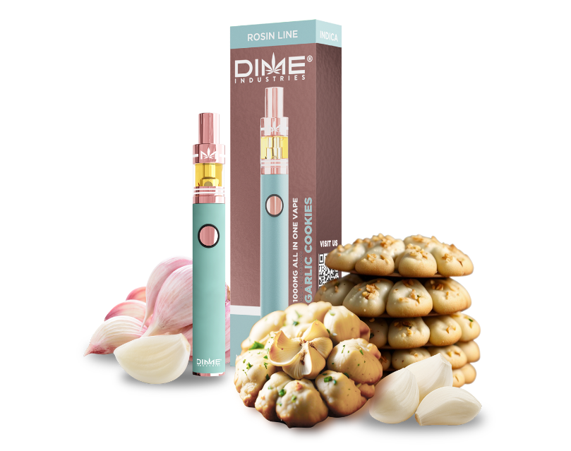 Photograph of product: Dime Industries | Garlic Cookies | Rosin All-In-One Rechargeable Vape | 0.6g