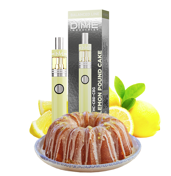 Photograph of product: Dime Industries | Lemon Pound Cake | CBG: CBD: TH-oui | Balanced All-In-One Rechargeable Vape | 2g