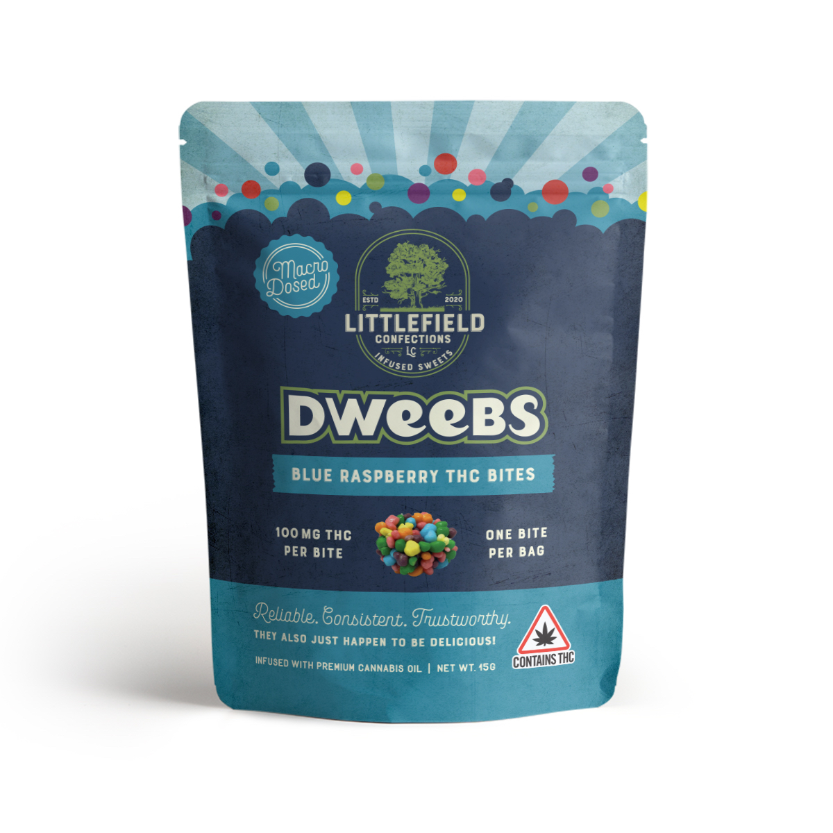 Photograph of product: Littlefield Confections Dweebs Blue Raspberry 100 MG
