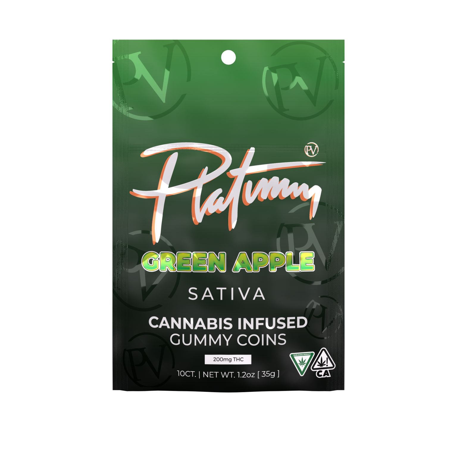 Photograph of product: Platinum Vape | Green Apple | 200MG Gummies