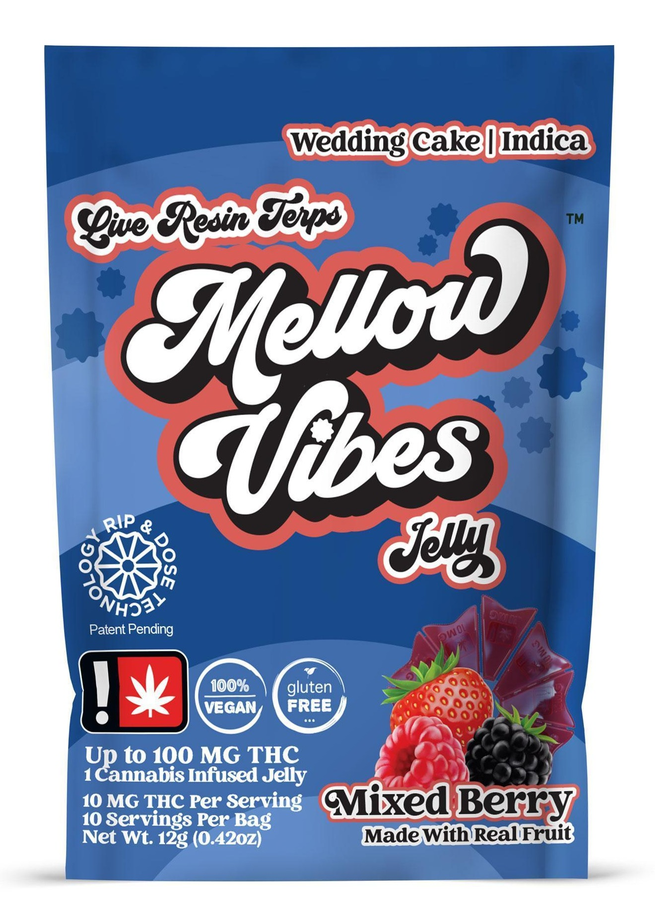 Photograph of product: Mellow Vibes Jellies: 100mg Mixed Berry Single - Oui'd