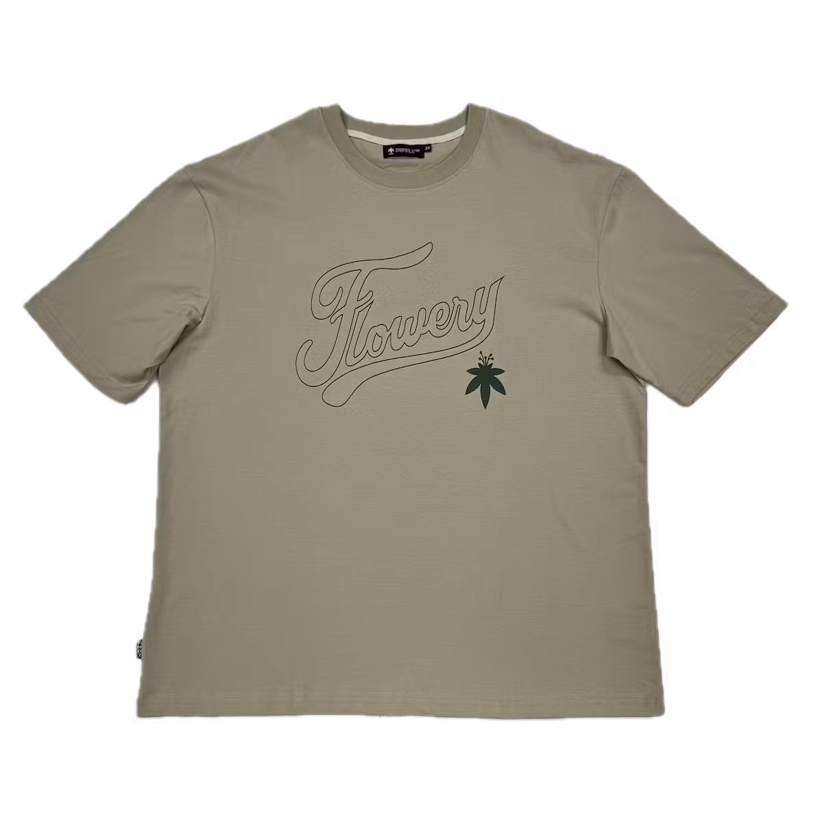 Photograph of product: THE FLOWERY Tan and Green Baseball Tee XL