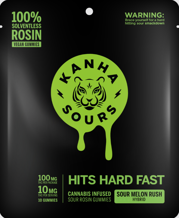 Photograph of product: Sour Melon Rush Rosin Gummies (10pk)