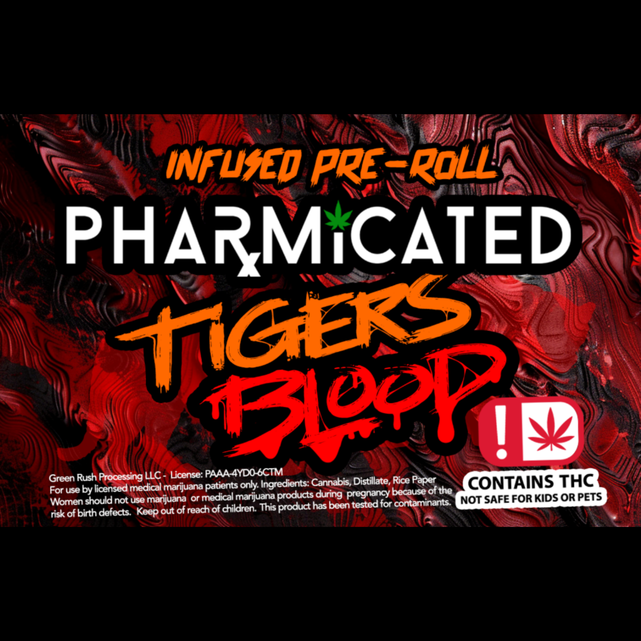 Photograph of Product: Green Rush Processing,LLC- Infused Pre-Roll-Tiger's Blood