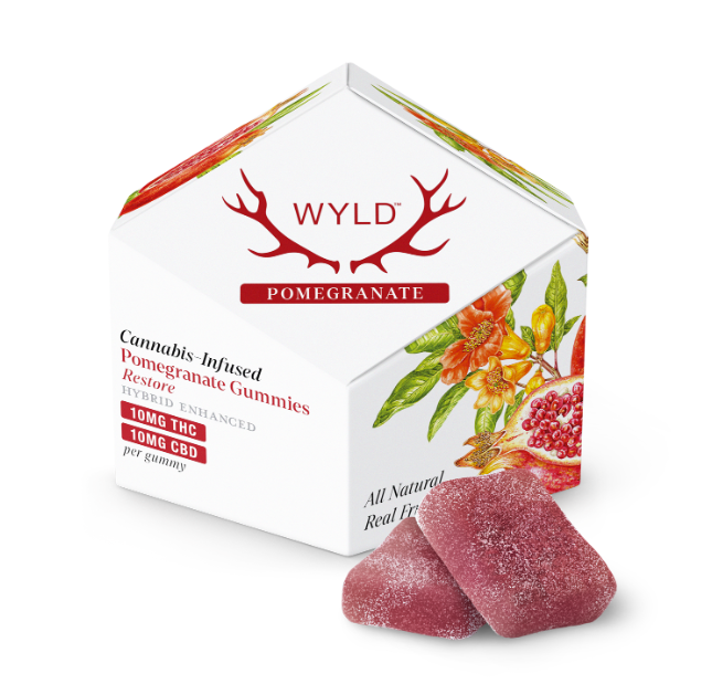 Photograph of product: Wyld Pomegranate Gummies THC:CBD 1:1