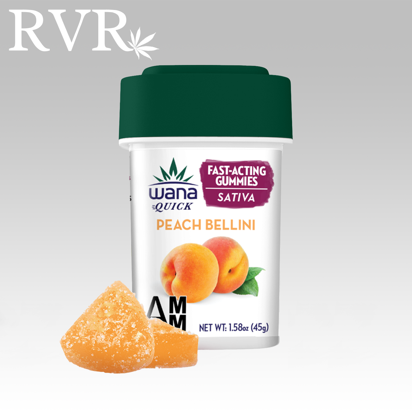 Photograph of product: AR-Wana Quick Gummies Peach Bellini Oui'd 100mg 10pk