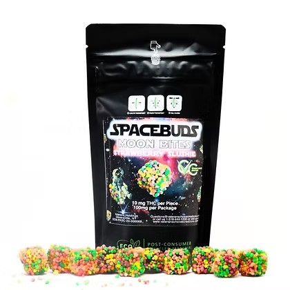 Photograph of product: SPACEBUDS | MOON BITES | STRAWBERRY SLUSHIE | 100MG