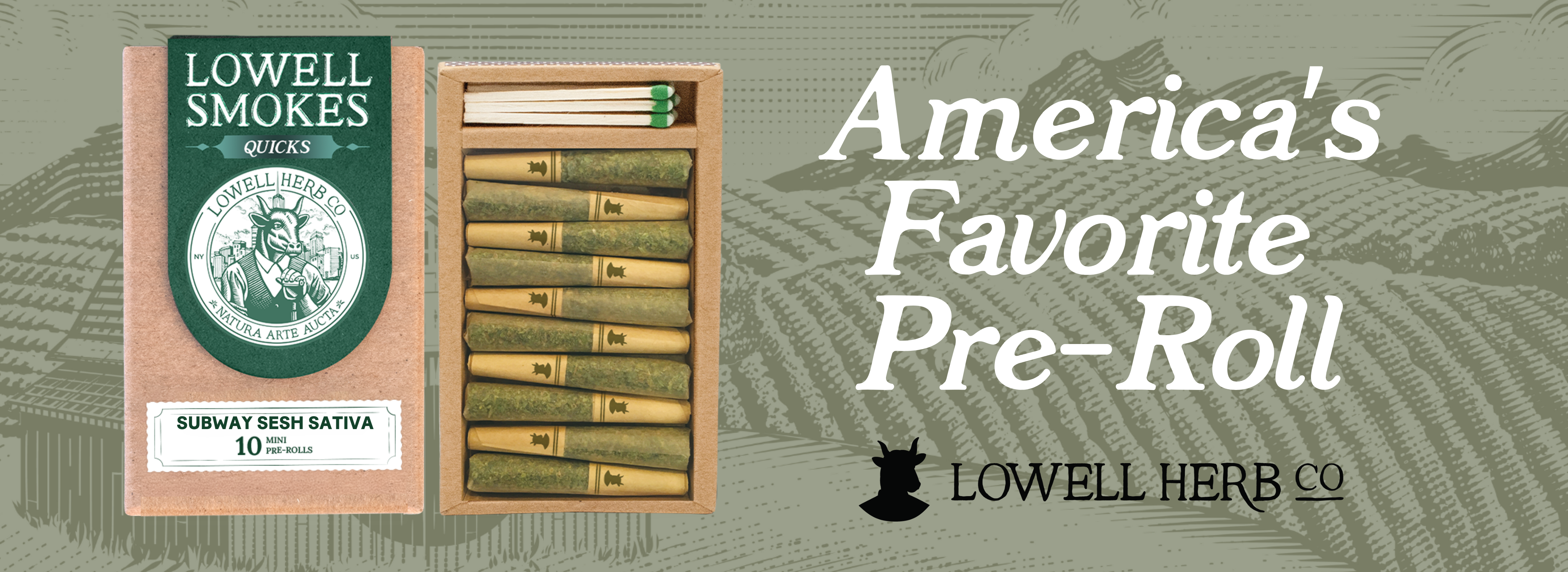 Photograph of product: Lowell Smokes | Subway Sesh | .35g 10pk | Prerolls