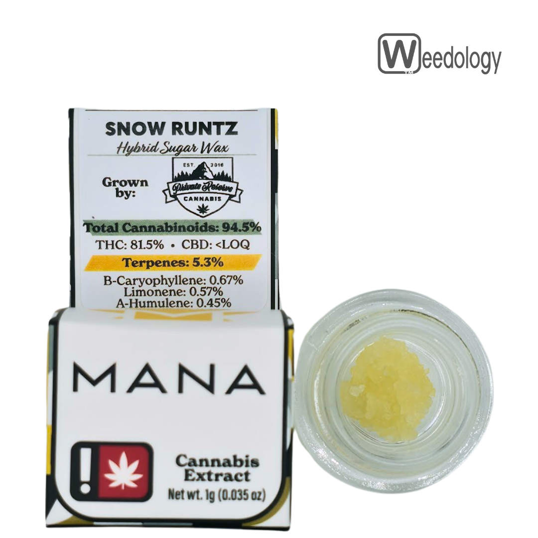 Photograph of product: Mana Extracts 1g SNOW RUNTZ Sugar Wax