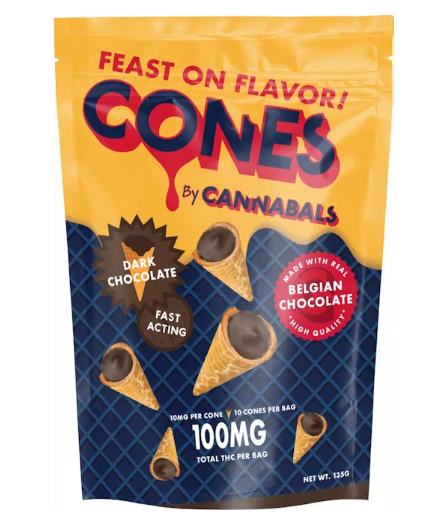 Photograph of product: Cannabals | Dark Chocolate Cones | 100MG | Edibles |