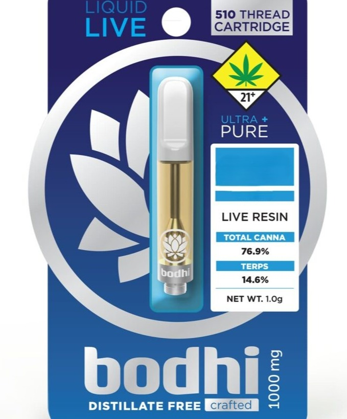 Photograph of product: Bodhi Brands | Road Rage OG | Cartridge | Ultra+Pure - Liquid Live Resin Diamonds | 1g | Hybrid (DOH)