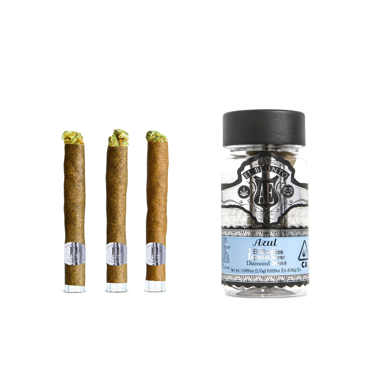 Photograph of product: El Bluntito | AE Especial Silver | Diamond Infused 3pk | Azul | 2.55g