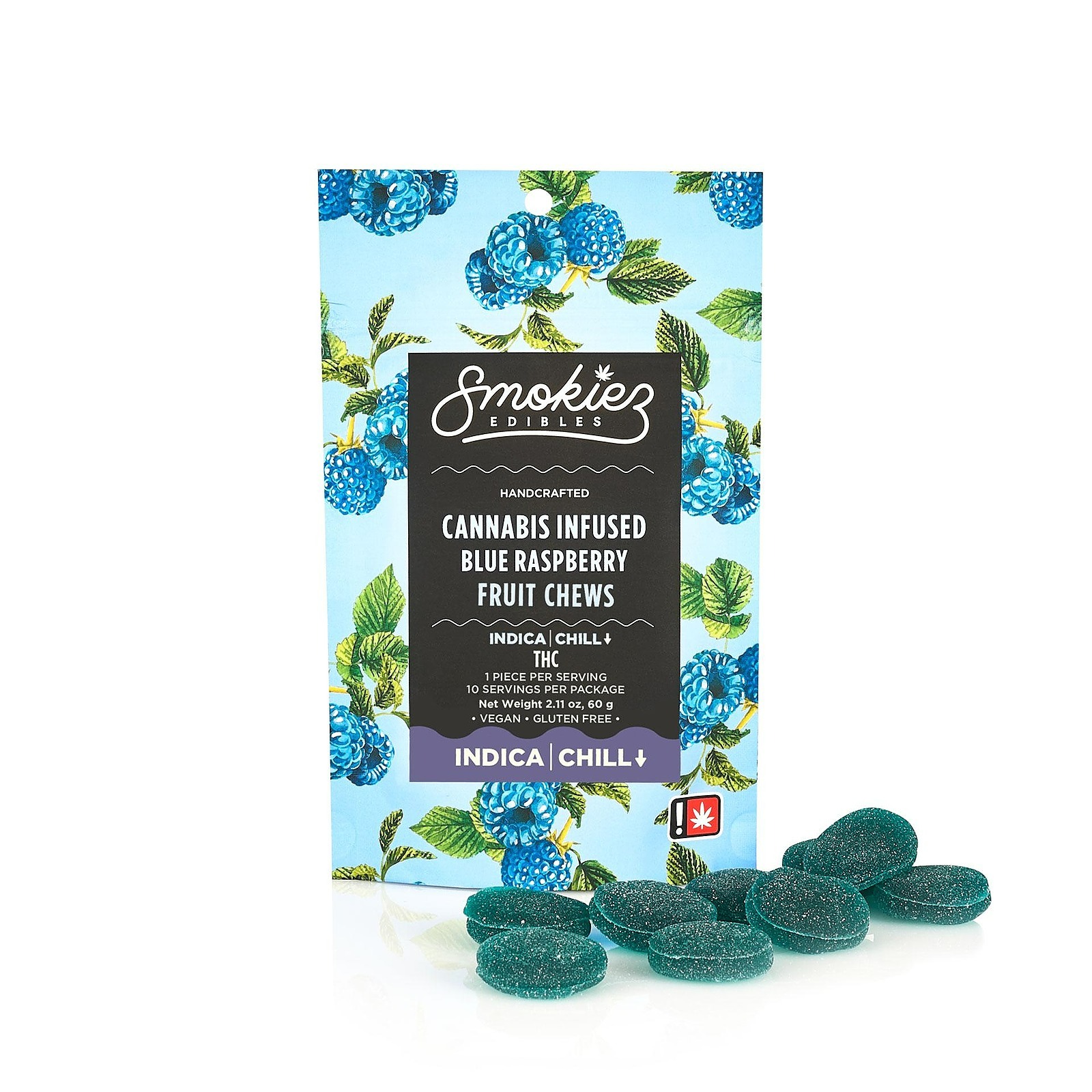 Photograph of product: Smokiez - Sweet Blue Raspberry 10PK Fruit Chews
