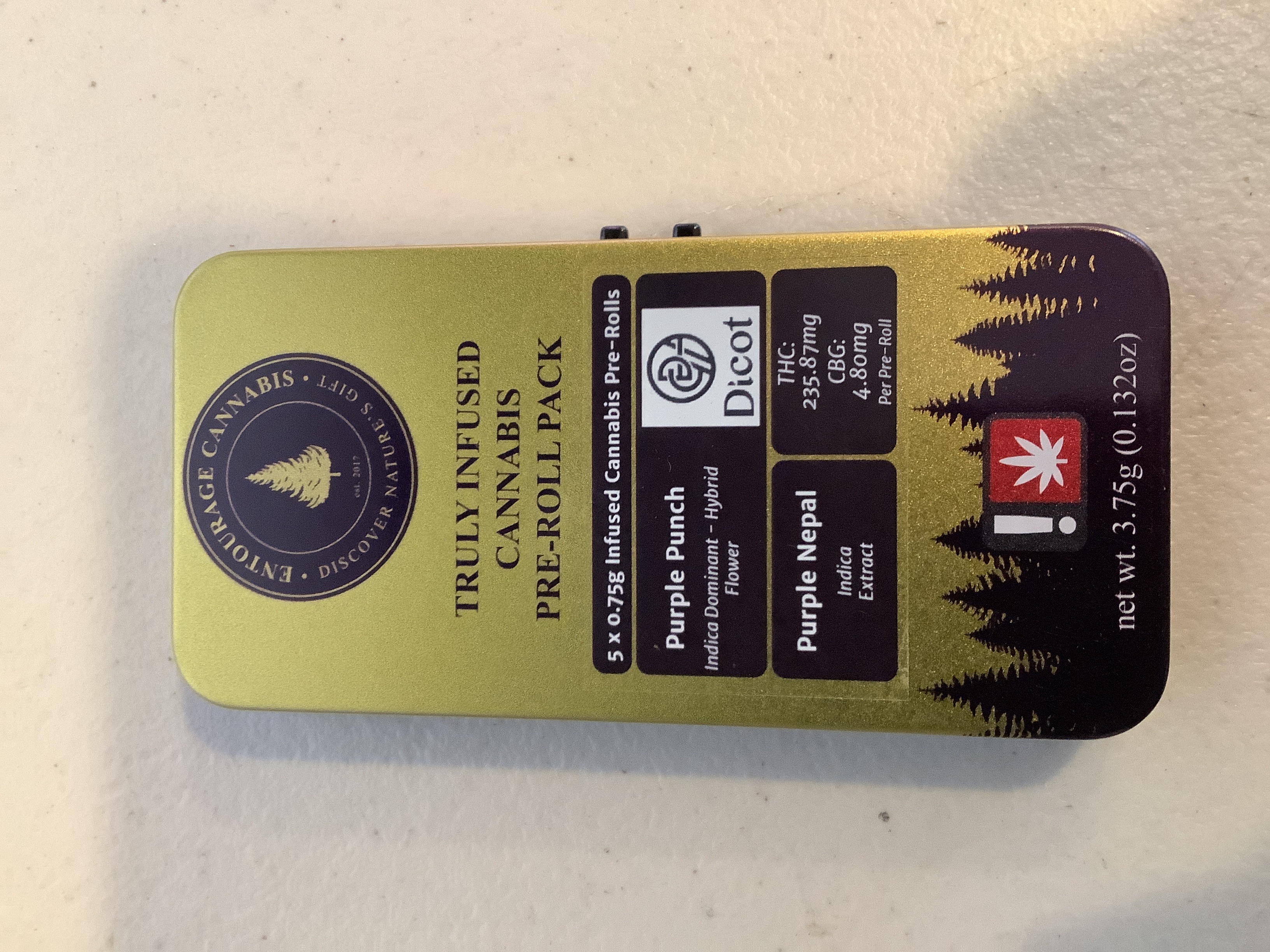 Photograph of product: Entourage Oui'd - PURPLE PUNCH x PURPLE NEPAL - Infused Preroll Pack - (3.75g) - I