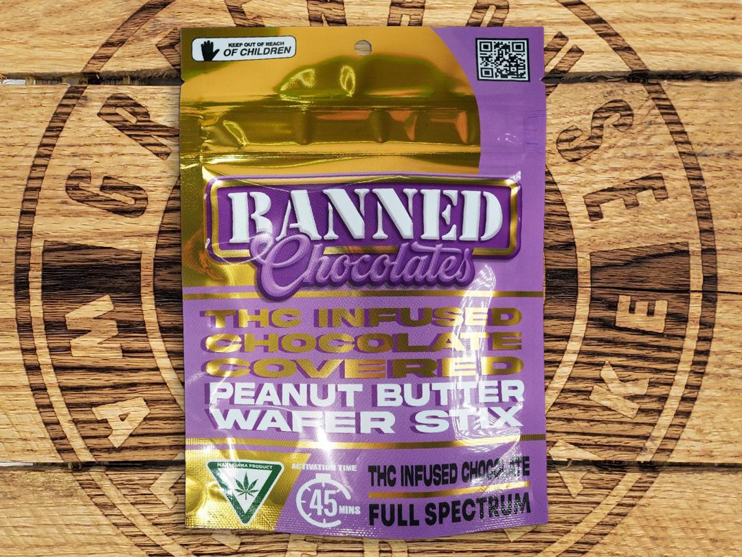 Photograph of product: Banned | Peanut Butter Wafer Stix | 200mg 3pk