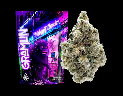 Photograph of product: GRAMLIN 3.5G FLOWER - MIDNIGHT SNACKS