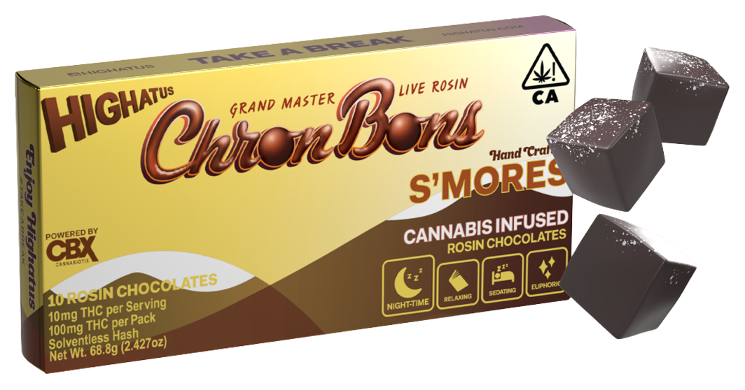 Photograph of product: Highatus | ChronBon S'Mores | 68.8G Rosin Chocolates 10PK