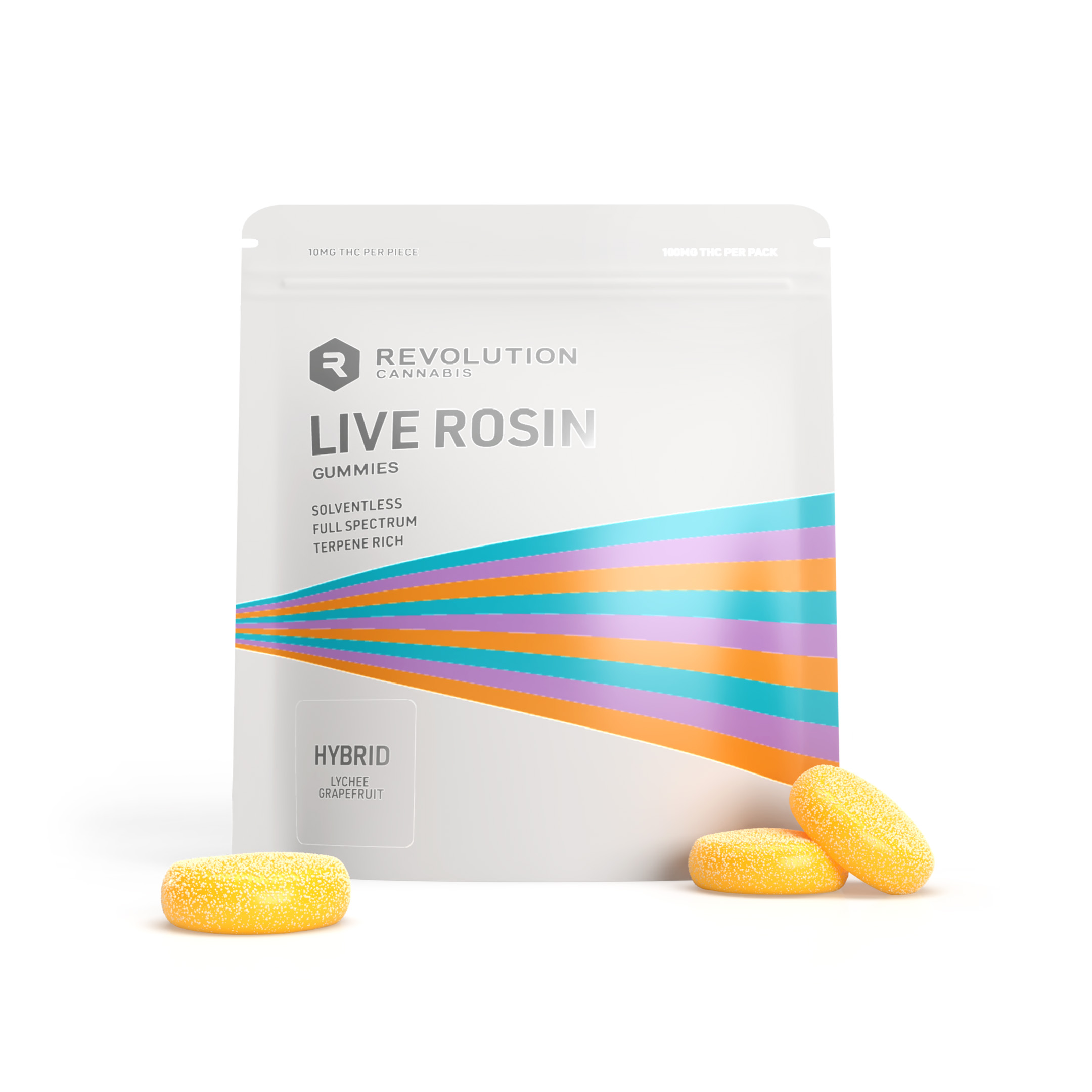 Photograph of product: 10mg Live Rosin Gummies - Lychee Grapefruit Hybrid - Revolution