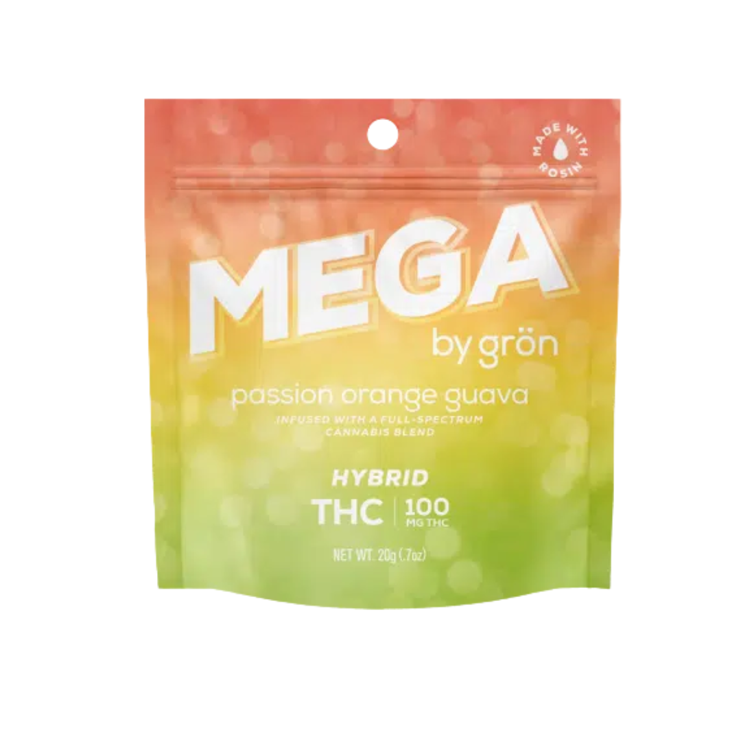 Photograph of product: Grn | Passion Orange Guava MEGA Pearl | Gummy | 100mg