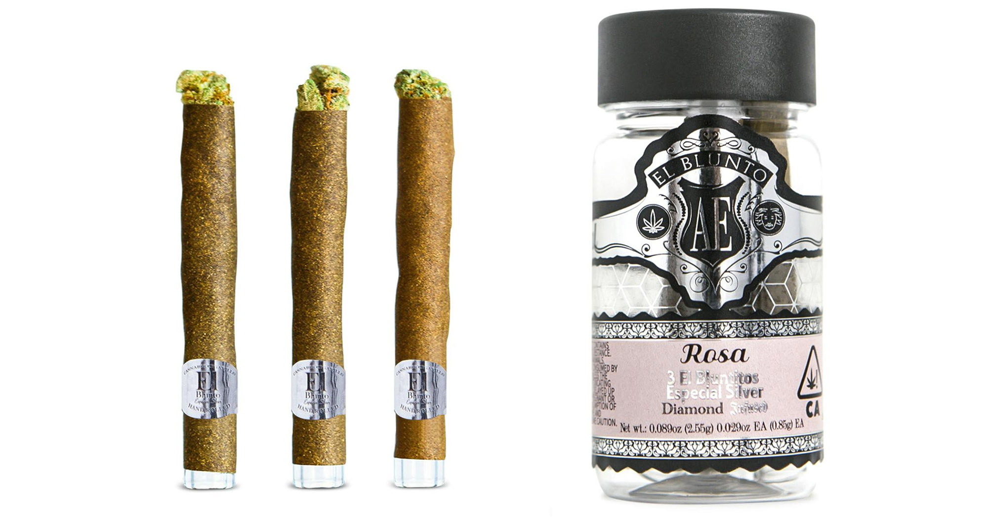 Photograph of product: El Bluntito | AE Especial Silver | Diamond Infused 3pk | Rosa | 2.55g