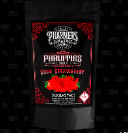 Photograph of product: Pharmers | Sour Strawberry Gummies | 100MG (H)