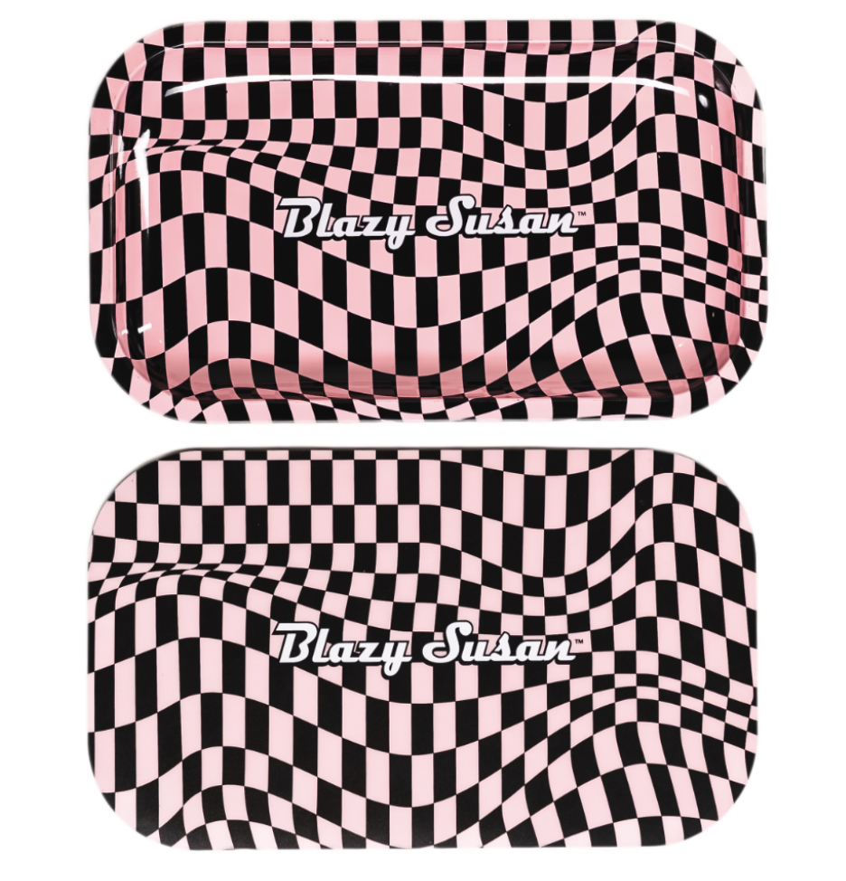 Photograph of product: BLAZY SUSAN TRIPPY CHECKERS ROLLING TRAY W/LID