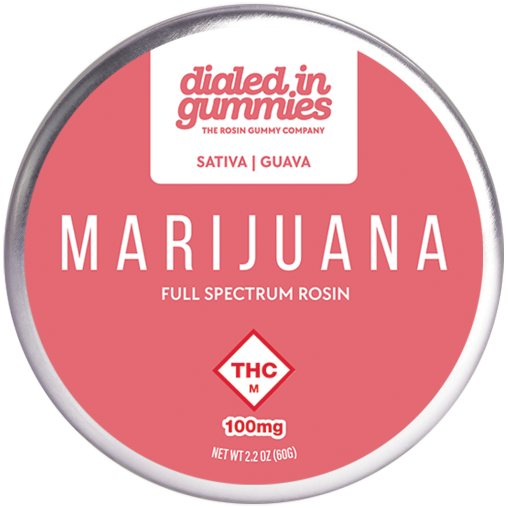 Photograph of product: Dialed In: Rosin Gummies | Guava | Oui'd | 100mg | 10pk
