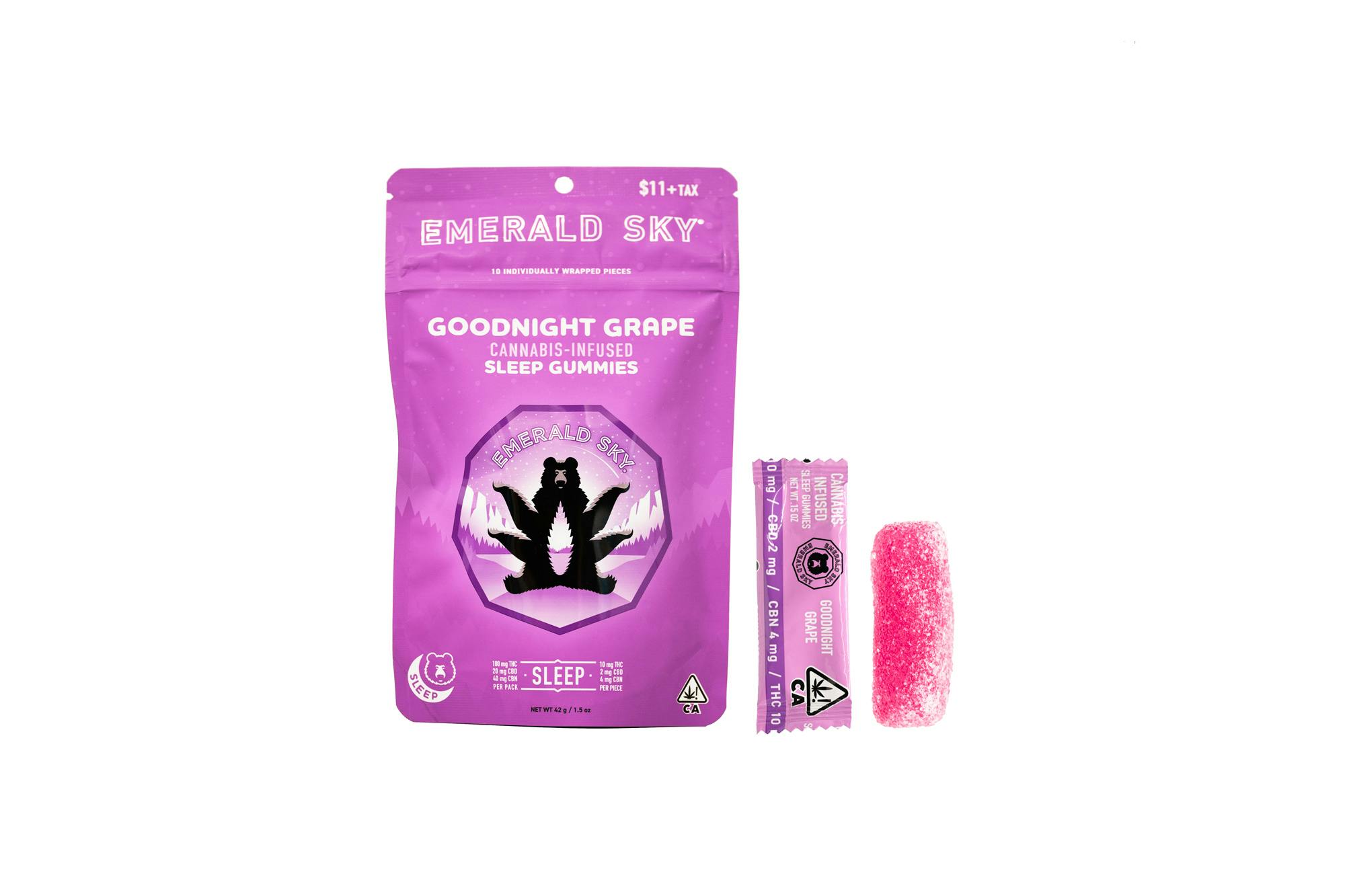 Photograph of product: Emerald Sky - Goodnight Grape Sleep - Gummies 100mg