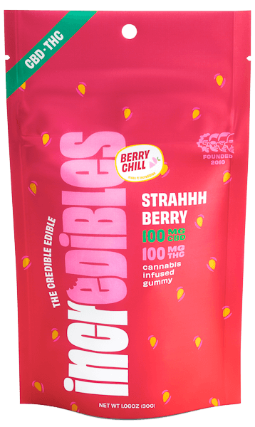 Photograph of product: Incredibles - Strahhhberry - 1:1 - 10mg Chews
