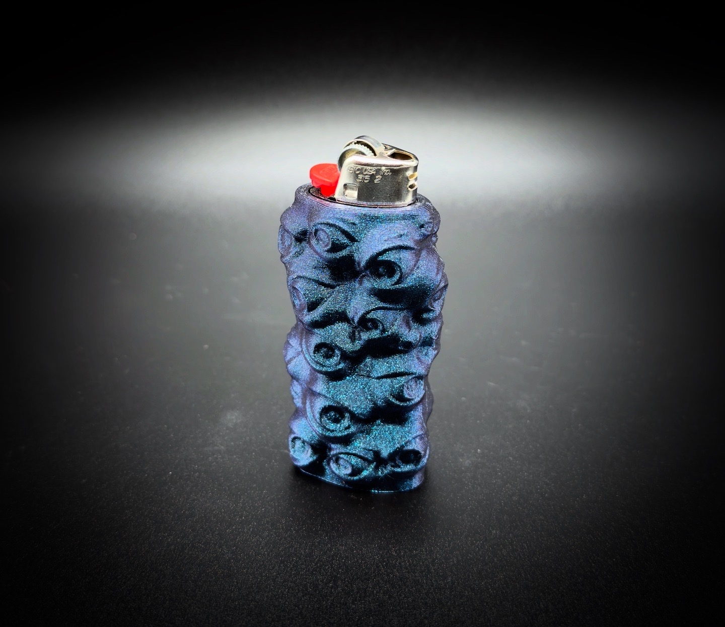 Photograph of product: HighByDesign Bic Lighter Case Eyes Are Everywhere Edition-Green Phantom