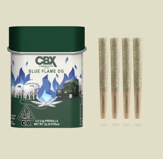 Photograph of product: Blue Flame OG Preroll Tin 4pk (2g) - 