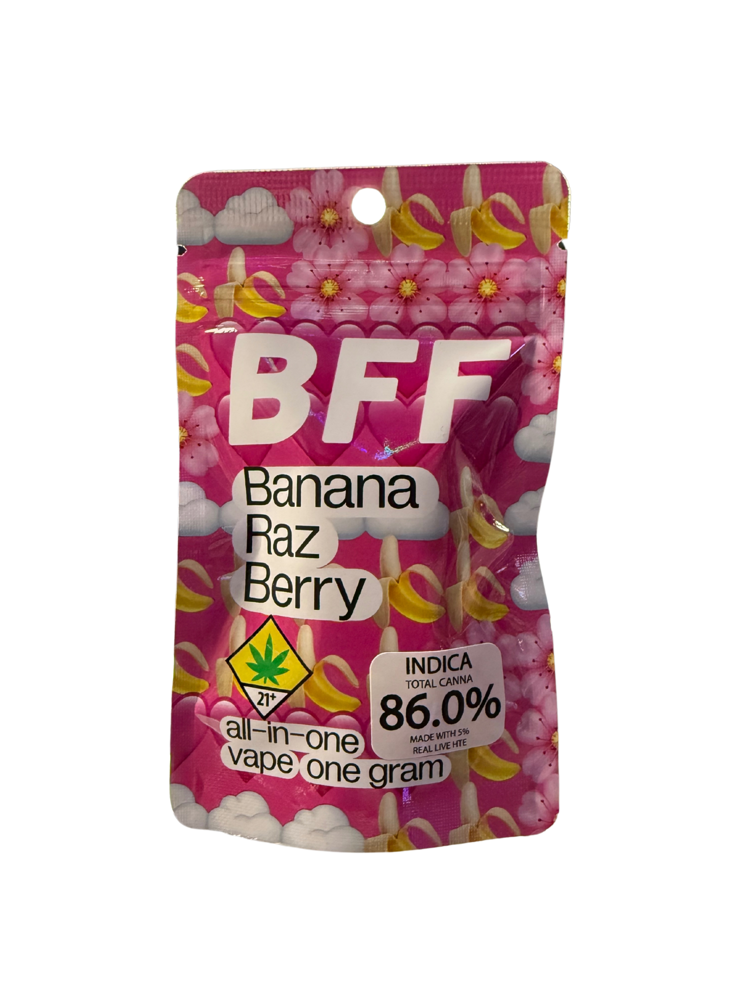 Photograph of product: BFF | Banana Raz Berry | Flavored Disposable | DOH | 1g