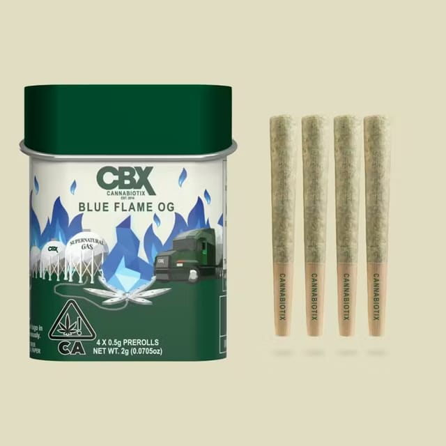 Photograph of product: Blue Flame OG | CBX Pre-Roll Pack [4pk][2g] - 
