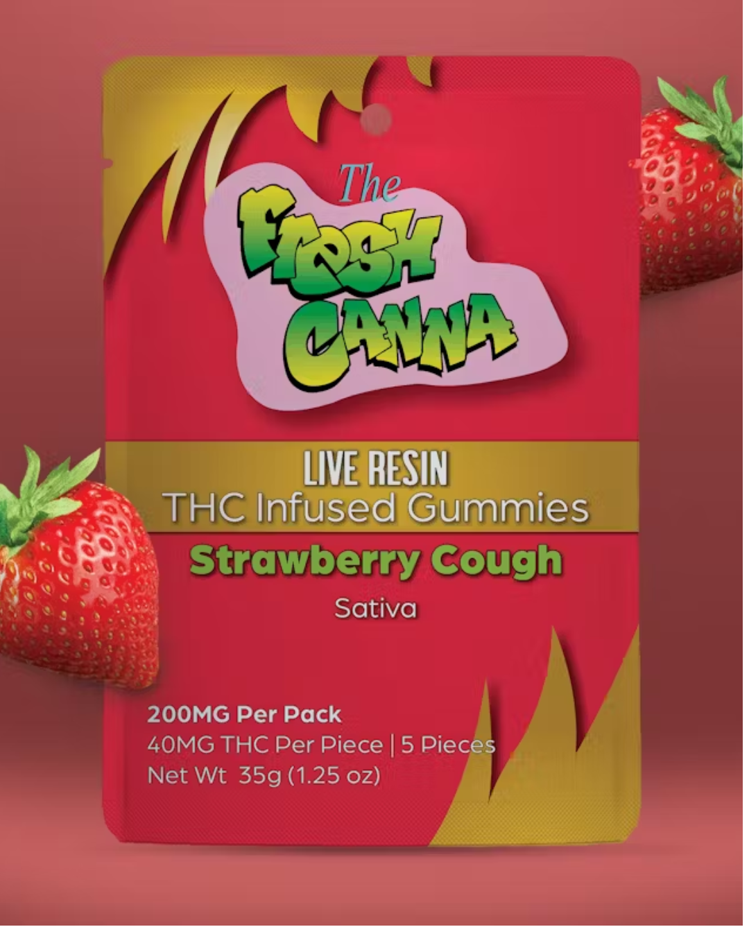 Photograph of product: Fresh Canna | Strawberry Cough | Live Resin Gummies | 200mg