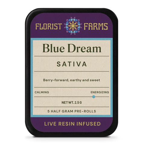 Photograph of product: Blue Dream | Live Resin Infused Pre-Rolls | 5pk | 2.5g