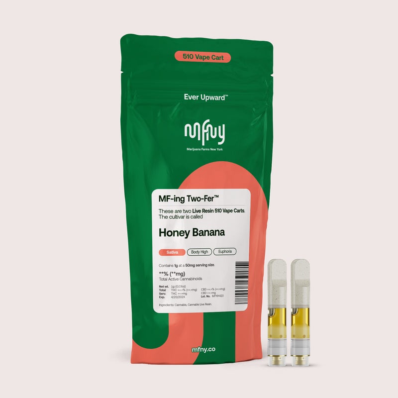 Photograph of product: MFNY | Honey Banana Live Resin | .5G 2PK Vape Cartridges