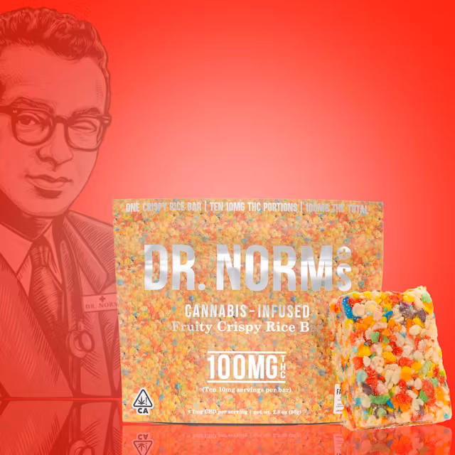 Photograph of product: Dr. Norm's - 100mg Rice Crispy Treat - Fruity Pebbles