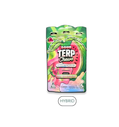 Photograph of product: WATERMELON 100MG SOUR GUMMIES 20PK