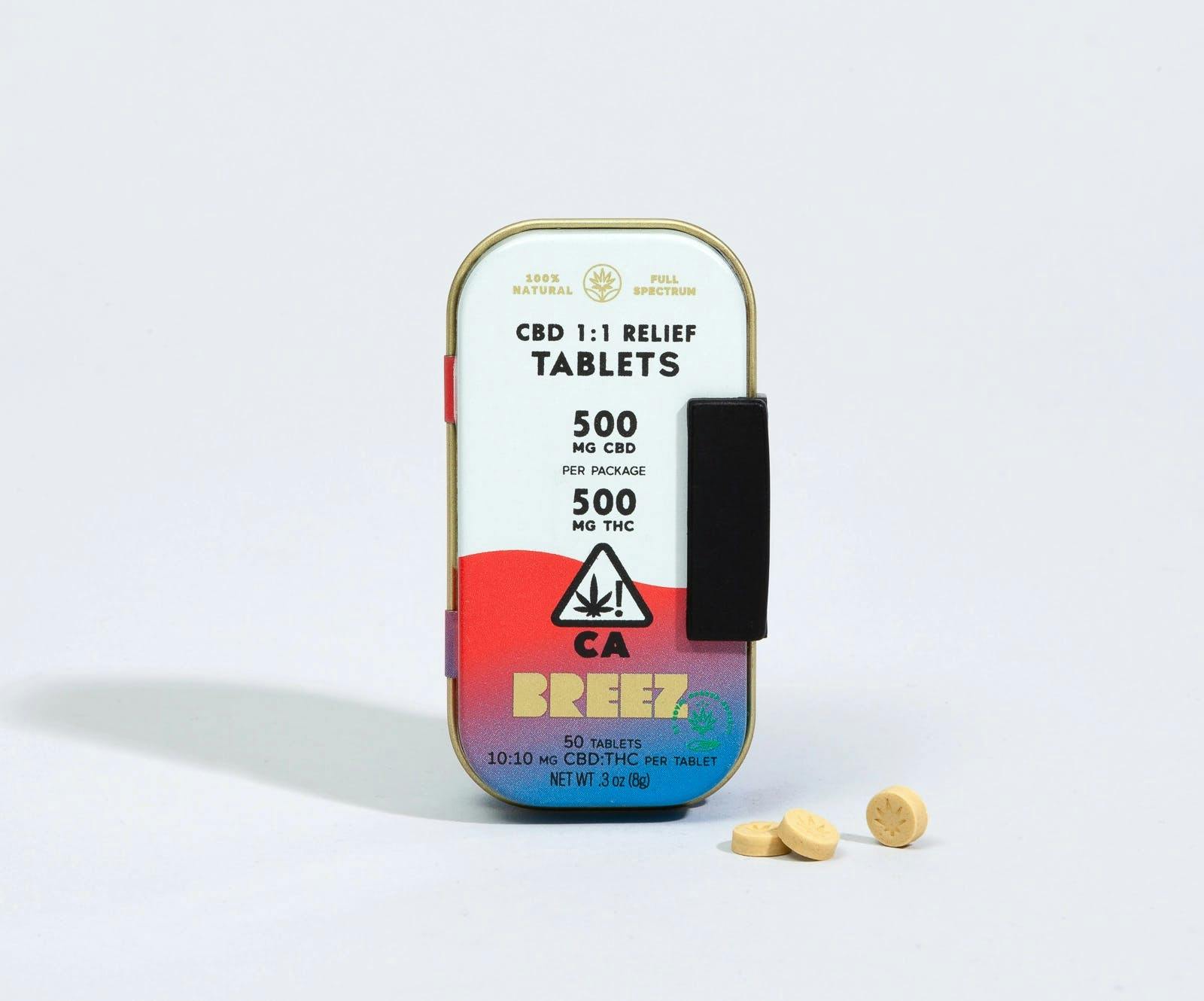 Photograph of product: Breez - Extra-Strength CBD 1:1 Relief Tablets - 50 Pack